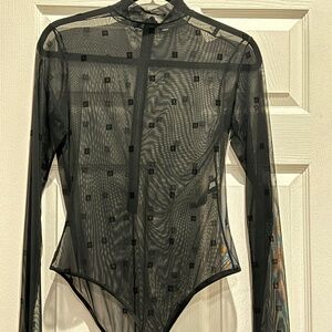 Givenchy Transparent Turtleneck Monogram Bodysuit
